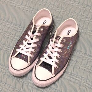 Converse CTAS grey holographic sequin sneakers